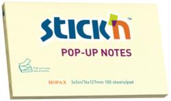 Notes autoadeziv 76 x 127 mm, 100 file, Stick"n Pop-up - galben pastel (HO-21396)