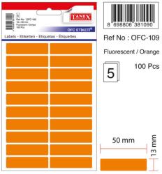 Etichete autoadezive color, 13 x 50 mm, 100 buc/set, Tanex - orange fluorescent (TX-OFC-109-FOG)