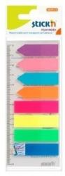 Stick index plastic transp. color 45 x 12 mm, 8 x 25 file/set index sageata, Stick"n-8 culori neon (HO-21346)