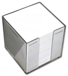 AURORA Cub hartie alba 9x9x9cm, cu suport plastic, AURORA (090909B) - birotica-asp