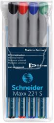 Schneider Universal non-permanent marker SCHNEIDER Maxx 221 S, varf 0.4mm, 4 culori/set (S-112594)