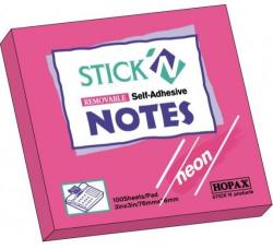 Notes autoadeziv 76 x 76 mm, 100 file, Stick"n - roz neon (HO-21165)