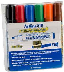 ARTLINE Marker pentru tabla de scris ARTLINE 519 - Dry safe ink, varf rotund 5.0mm, 6 culori/set (EK-519/6W)