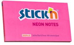  Notes autoadeziv 76 x 127 mm, 100 file, Stick"n - roz neon (HO-21169)