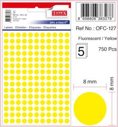 Etichete autoadezive color, D 8 mm - galben (TX-OFC-1027-YE)