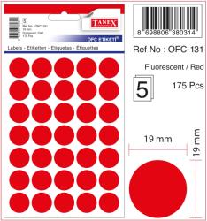 Etichete autoadezive color, D19 mm, 175 buc/set, TANEX - rosu (TX-OFC-131-RE)