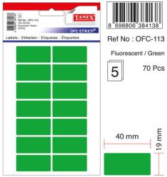 Etichete autoadezive color, 19 x 40 mm, 70 buc/set, Tanex - verde fluorescent (TX-OFC-113-FGR)