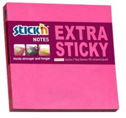 Notes autoadeziv extra-sticky 76 x 76mm, 90 file, Stick"n - magenta neon (HO-21671)