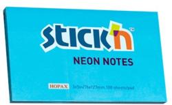  Notes autoadeziv 76 x 127 mm, 100 file, Stick"n - albastru neon (HO-21213)