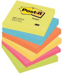POST-IT Notite adezive Post-it, 76 x 76 mm, 100 file, 6 bucati/set, nuante neon de galben, albastru, orange, roz, verde, 100% PEFC (3M000471)