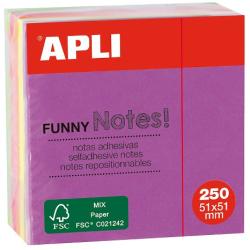 APLI Cub notite adezive Apli, 51x51mm, 250 file, 4 culori neon (AL011596)