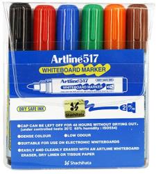 ARTLINE Marker pentru tabla de scris ARTLINE 517 - Dry safe ink, varf rotund 2.0mm, 6 culori/set (EK-517/6W) - birotica-asp