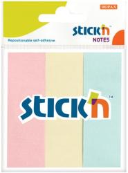 Stick notes index 76 x 25 mm, 3 x 50 file/set, Stick"n - 3 culori pastel (HO-21128)