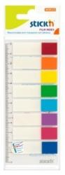  Stick index plastic transparent color 45 x 12 mm, 8 x 15 file/set, Stick"n - 8 culori transp. /neon (HO-21467)