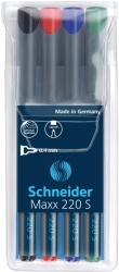 Schneider Universal permanent marker SCHNEIDER Maxx 220 S, varf 0.4mm, 4 culori/set (S-112494)