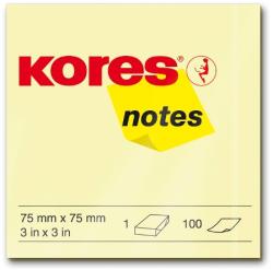 KORES Notite autoautoadezive Kores, 75 x 75 mm, 100 file, galben (KS878075)