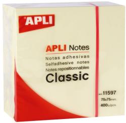 APLI Cub notite adezive Apli, 75 x 75 mm, 400 file, galben (AL011597)
