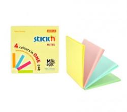  Magic notes autoadeziv 76 x 76 mm, 100 file, Stick"n Magic Notes - 4 culori pastel (HO-21574)