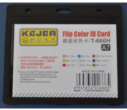 Suport PP tip flip, pentru carduri, 105 x 74mm, orizontal, 5 buc/set, KEJEA - negru (KJ-T-666H)