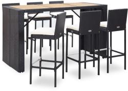 vidaXL Set mobilier bar exterior, cu perne, 7 piese, negru, poliratan (49562) - vidaxl