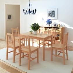 vidaXL Set masă și scaune din lemn de pin, 7 piese (242960)