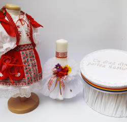 Magazin Traditional Set Traditional Botez - Costumas fetita Cutie pentru trusou Lumanare 4