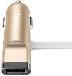 hoco. - UCL01 autós szivargyújtó töltő beépített micro USB (2, 4A) - arany