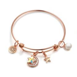  Rózsaarannyal bevont, csillag + hold karperec színjátszó Swarovski kristályokkal (0395. ) (18KZ115)