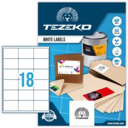 Tezeko 68*46, 8 mm Tezeko A4 íves etikett címke, fehér színű (100 ív/doboz) (TZ-A4-0062) - dunasp