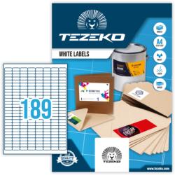 Tezeko 25, 4*10 mm Tezeko A4 íves etikett címke, fehér színű (100 ív/doboz) (TZ-A4-0044) - dunasp