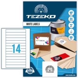 Tezeko 147*20 mm Tezeko A4 íves etikett címke, fehér színű (100 ív/doboz) (TZ-A4-0075) - dunasp