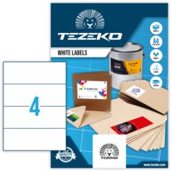 Tezeko 210*74 mm Tezeko A4 íves etikett címke, fehér színű (100 ív/doboz) (TZ-A4-0035) - dunasp