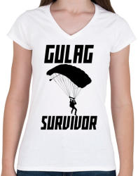 printfashion Warzone: Gulag Survivor - Női V-nyakú póló - Fehér (2603235)