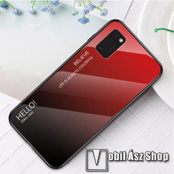 Samsung A41 (SM-A415F), GLASS CASE mobiltok, üveg hátlap, Fekete, Piros