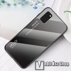 Samsung A41 (SM-A415F), GLASS CASE mobiltok, üveg hátlap, Szürke