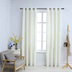 vidaXL Draperii opace cu inele, 2 buc. , crem, 140 x 225 cm, catifea (134513)