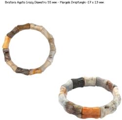  Bratara Agata Crazy Diametru 55 mm - Margele Dreptunghi -17 x 13 mm