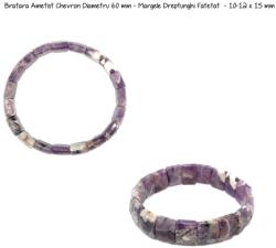  Bratara Ametist Chevron Diametru 60 mm - Margele Dreptunghi Fatetat - 10-12 x 15 mm