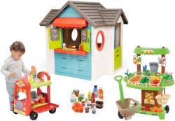 Smoby Set căsuță cu restaurant de grădină Chef House DeLuxe Smoby și stand Bio de legume cu cărucior de înghețată și alimente (SM810403-10)