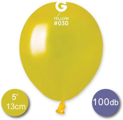 Gemar Lufi (metál) sárga, 13cm, gömb, 100 db/cs