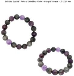  Bratara Goethit - Ametist Diametru 60 mm - Margele Rotunde -12 -12, 9 mm