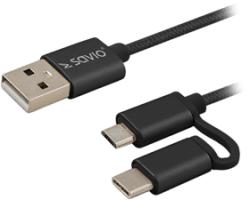 SAVIO CL-128 2in1 USB - Micro USB/Type-C kábel (SAVIO CL-128)
