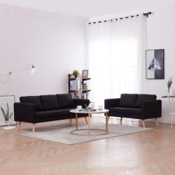 vidaXL Set canapele, 2 piese, negru, material textil (276855) Canapea
