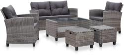 vidaXL Set mobilier grădină cu perne, 6 piese, gri închis, poliratan (46150)