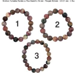 Bratara Turmalina Paraiba cu Mica Diametru 56 mm - Margele Rotunde - 10-13 mm - 1 Buc