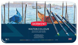  Creioane colorate acuarela DERWENT Watercolour, 36 culori/cutie