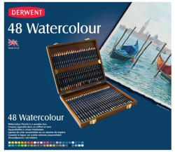 Creioane colorate acuarela DERWENT Watercolour, 48 culori/cutie