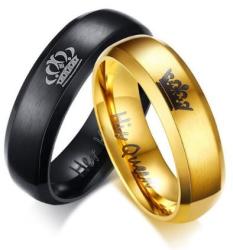 Ékszerkirály Női karikagyűrű, koronás, nemesacél, arany, 9-es méret (32831369223_7)