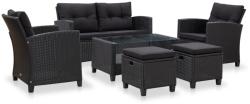 vidaXL Set mobilier de grădină cu perne, 6 piese, negru, poliratan (46151)