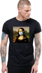 THEICONIC Tricou barbati negru - Mona Lisa in Pandemie